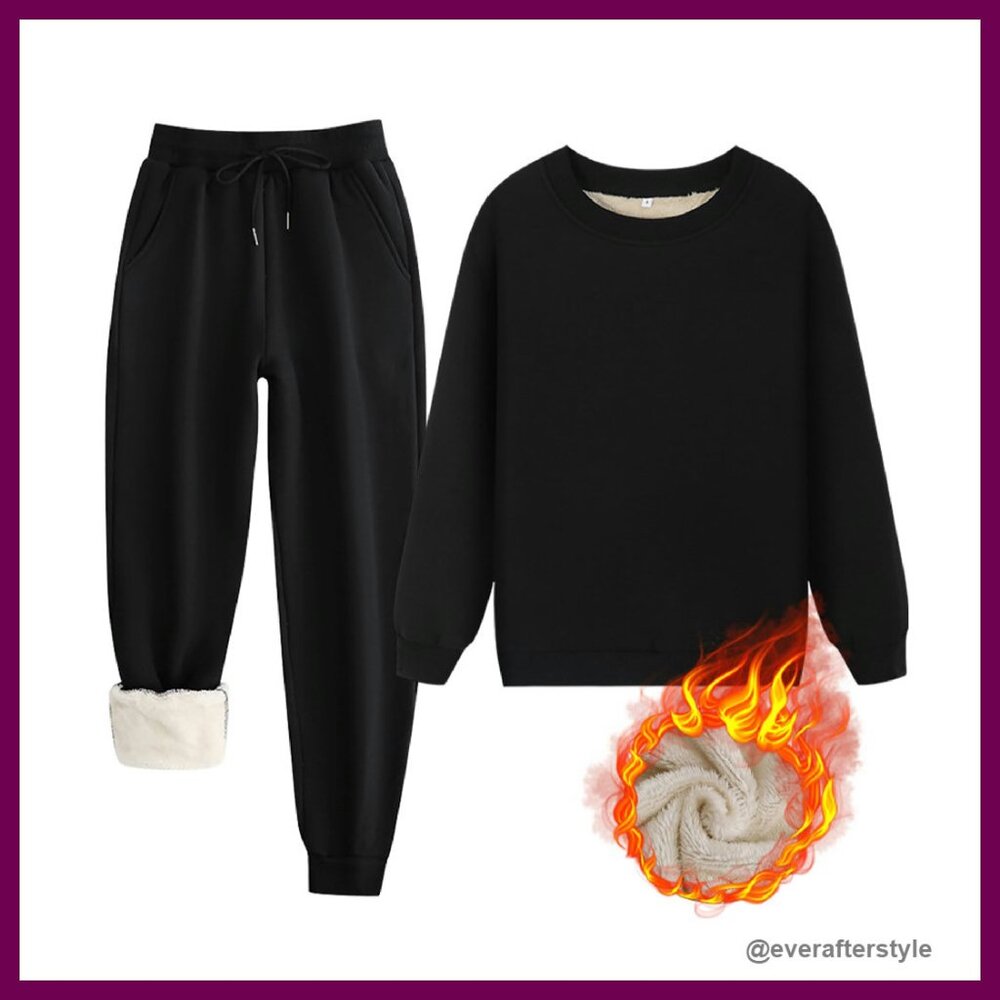 Fleece Lined Lounge Set Two Piece Tracksuit Oversized Chic Comfort